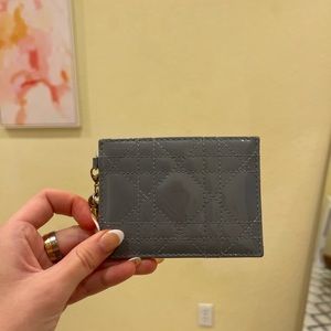 Blue Shiny Dior Leather Card Pouch